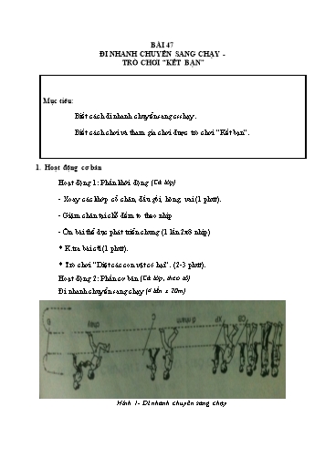 Giáo án Thể dục Lớp 2 VNEN - Bài 47: Đi nhanh chuyển sang chạy. Trò chơi “Kết bạn” - Hứa Văn Đồng