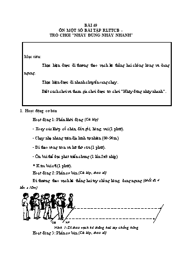 Giáo án Thể dục Lớp 2 VNEN - Bài 49: Ôn một số bài tập rèn luyện thân thể cơ bản. Trò chơi “Nhảy đúng nhảy nhanh” - Hứa Văn Đồng