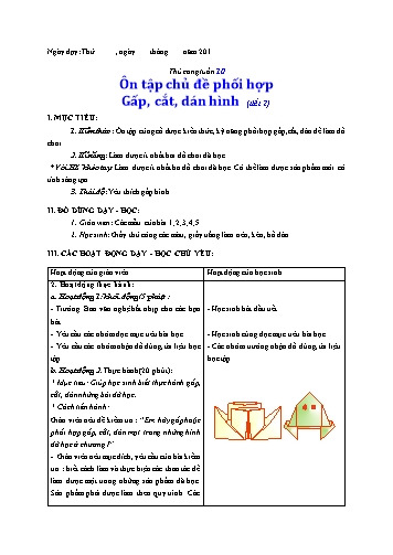 Giáo án Thủ công Lớp 3 VNEN - Tuần 10 - Lê Thị Xuân