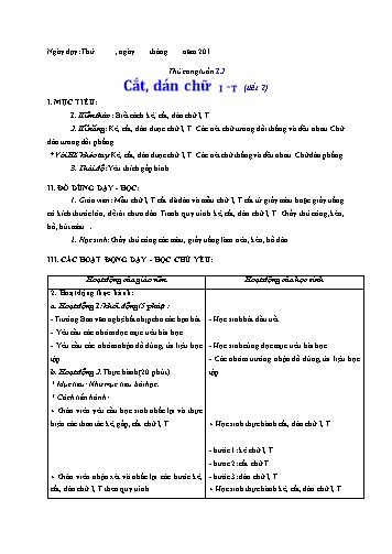 Giáo án Thủ công Lớp 3 VNEN - Tuần 12 - Lê Thị Xuân