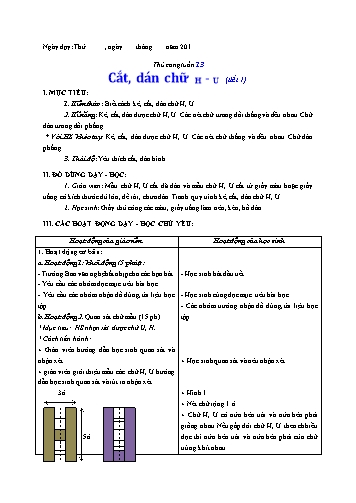 Giáo án Thủ công Lớp 3 VNEN - Tuần 13 - Lê Thị Xuân