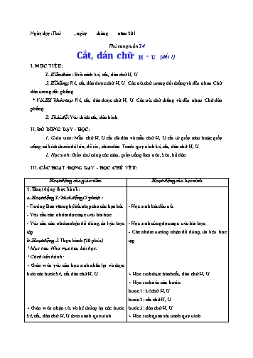 Giáo án Thủ công Lớp 3 VNEN - Tuần 14 - Lê Thị Xuân