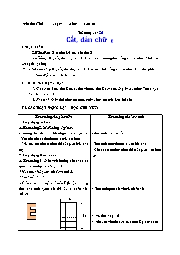 Giáo án Thủ công Lớp 3 VNEN - Tuần 16 - Lê Thị Xuân