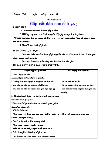 Giáo án Thủ công Lớp 3 VNEN - Tuần 3 - Lê Thị Xuân
