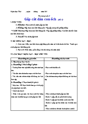 Giáo án Thủ công Lớp 3 VNEN - Tuần 4 - Lê Thị Xuân