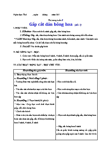 Giáo án Thủ công Lớp 3 VNEN - Tuần 8 - Lê Thị Xuân