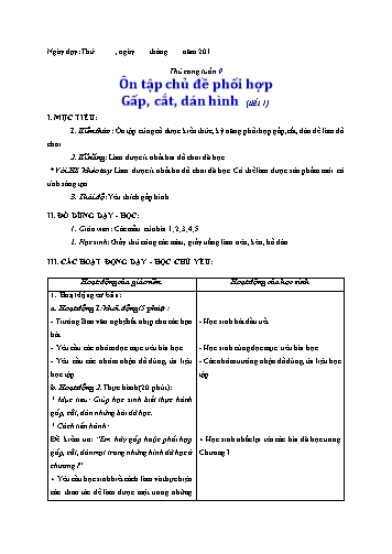 Giáo án Thủ công Lớp 3 VNEN - Tuần 9 - Lê Thị Xuân